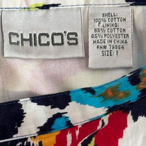 Chico's 1 Colorful floral print skirt womens size medium flowy cotton lined - Picture 8 of 10